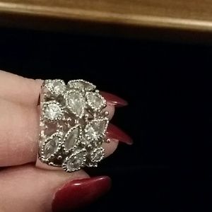 Reduced -10 stone diamond cz ring - costume NWOT